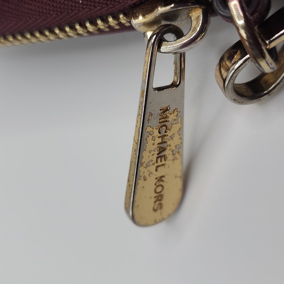 Michael Kors Large Continental Wallet Wristlet Leather, Bordeaux color Like New - Picture 2 of 11
